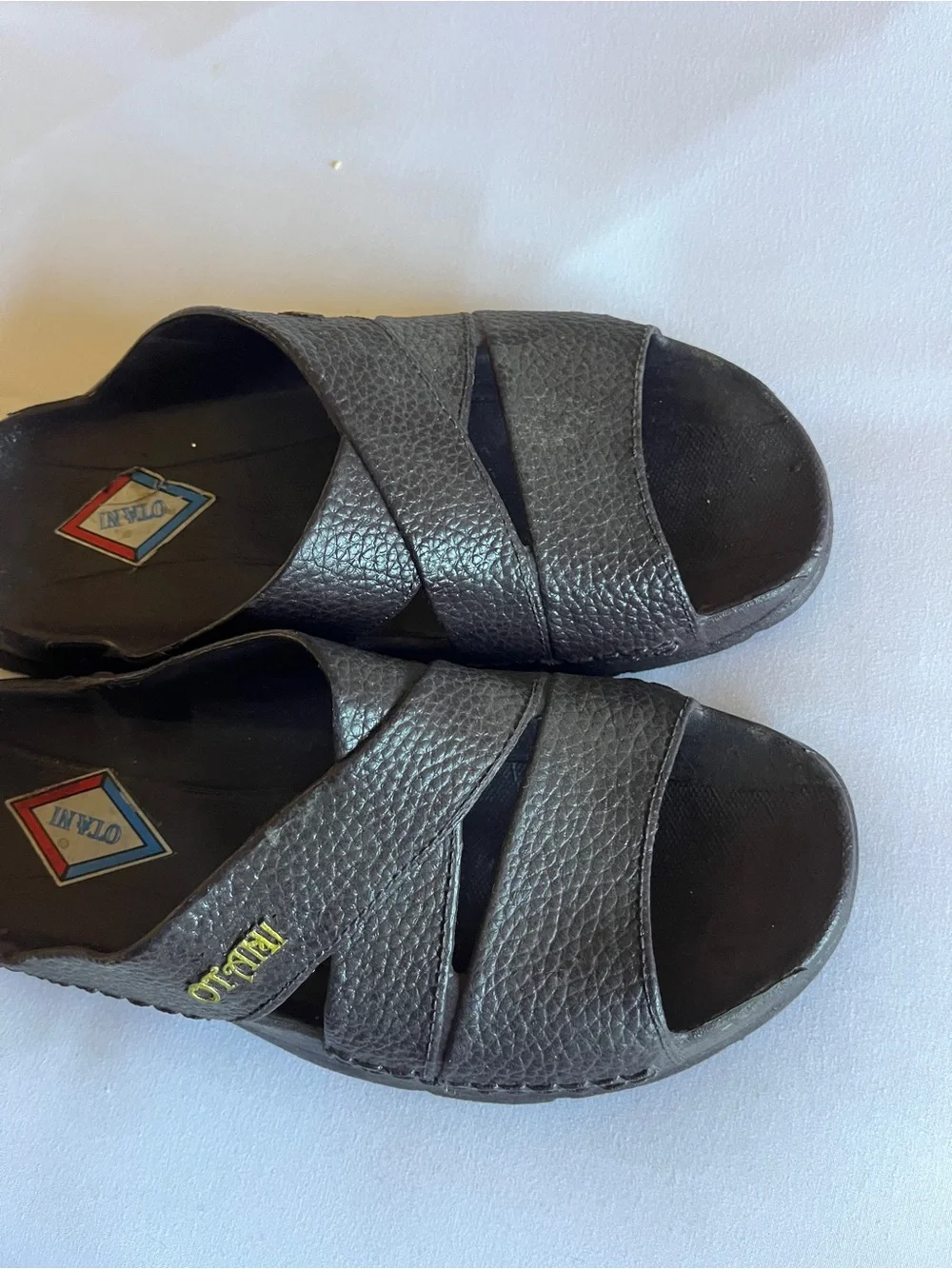 OTANI 505 Dark Brown Textured Slide Sandals Size M Made In Thailand Open Toe